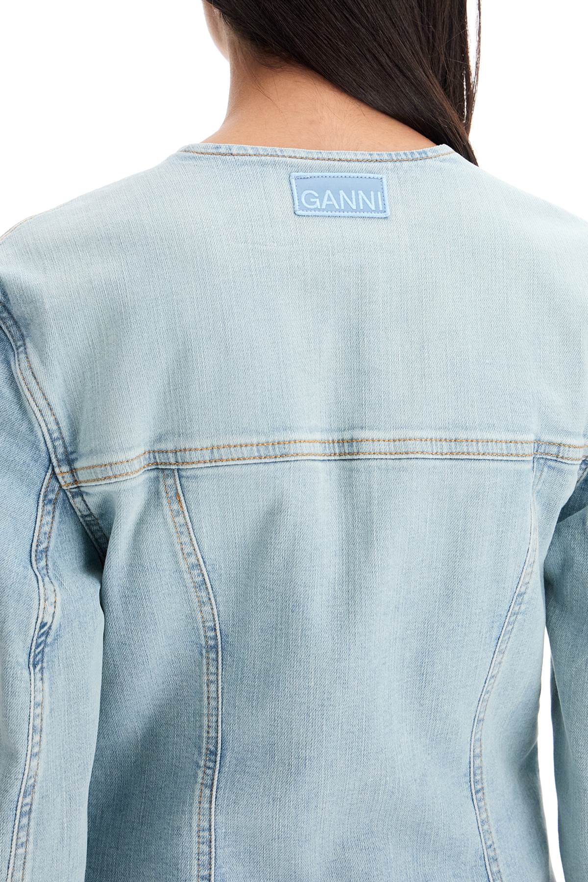 Ganni slim fit denim stretch blazer for a - VivaceVenus