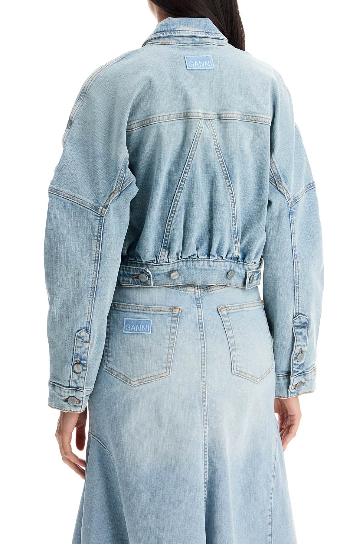 Ganni stretch denim bomber jacket in 8 - VivaceVenus