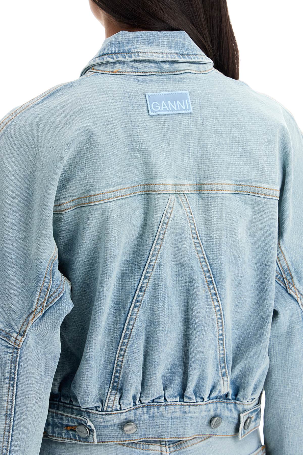 Ganni stretch denim bomber jacket in 8 - VivaceVenus