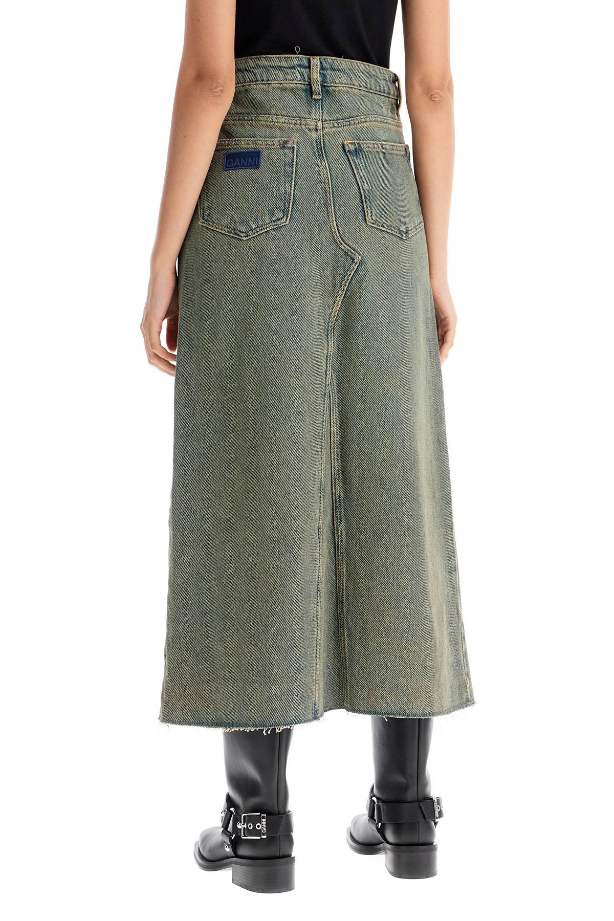 Ganni long overdyed denim maxi skirt - VivaceVenus