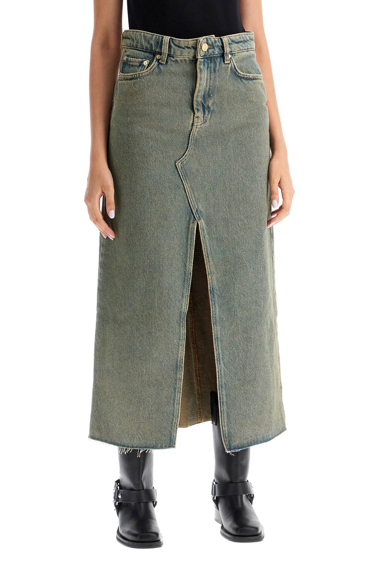 Ganni long overdyed denim maxi skirt - VivaceVenus