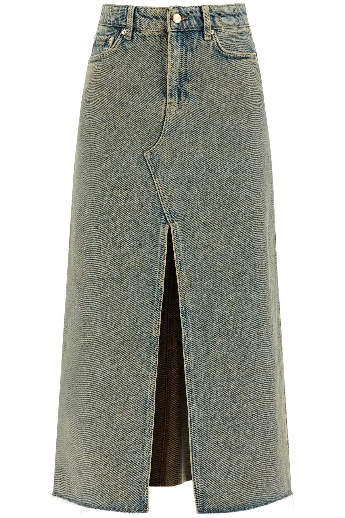 Ganni long overdyed denim maxi skirt - VivaceVenus