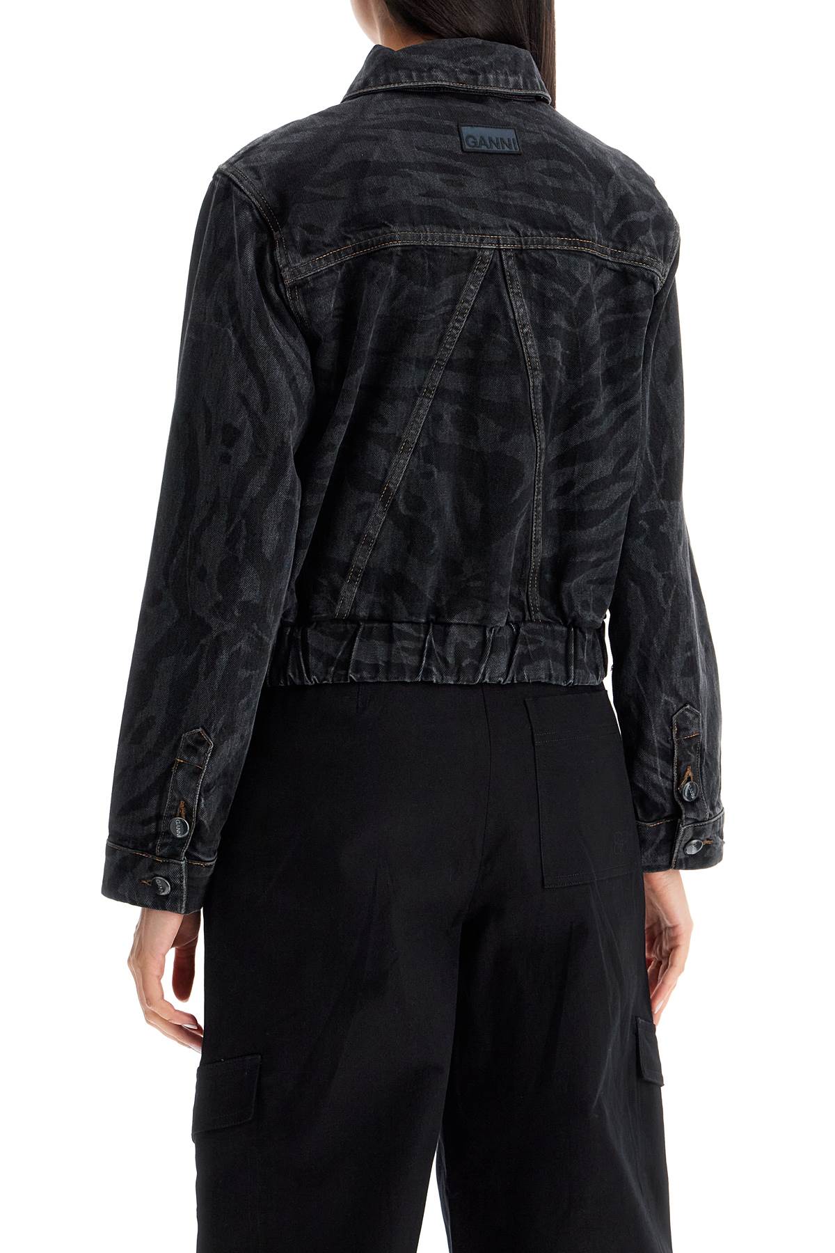 Ganni cut\n\nshort denim jacket with laser-cut - VivaceVenus