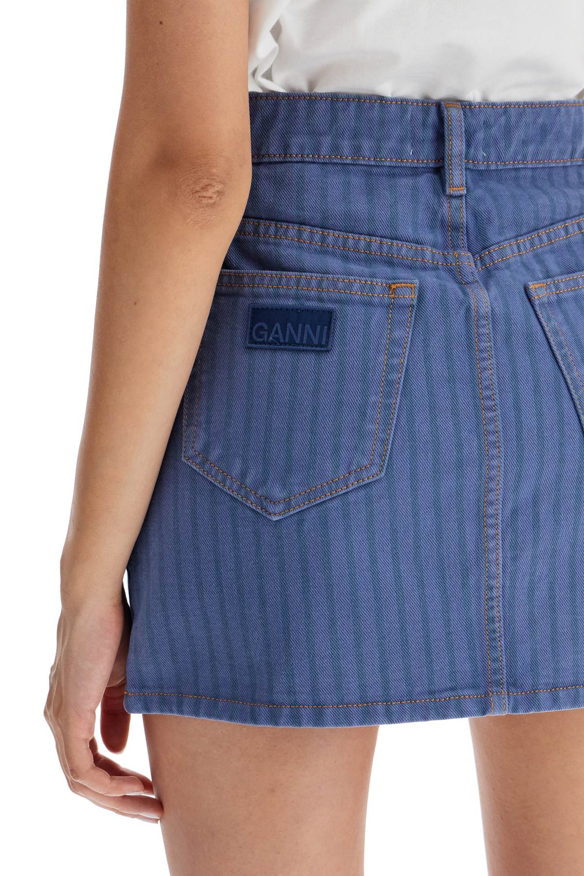 Ganni "striped overdyed denim mini - VivaceVenus