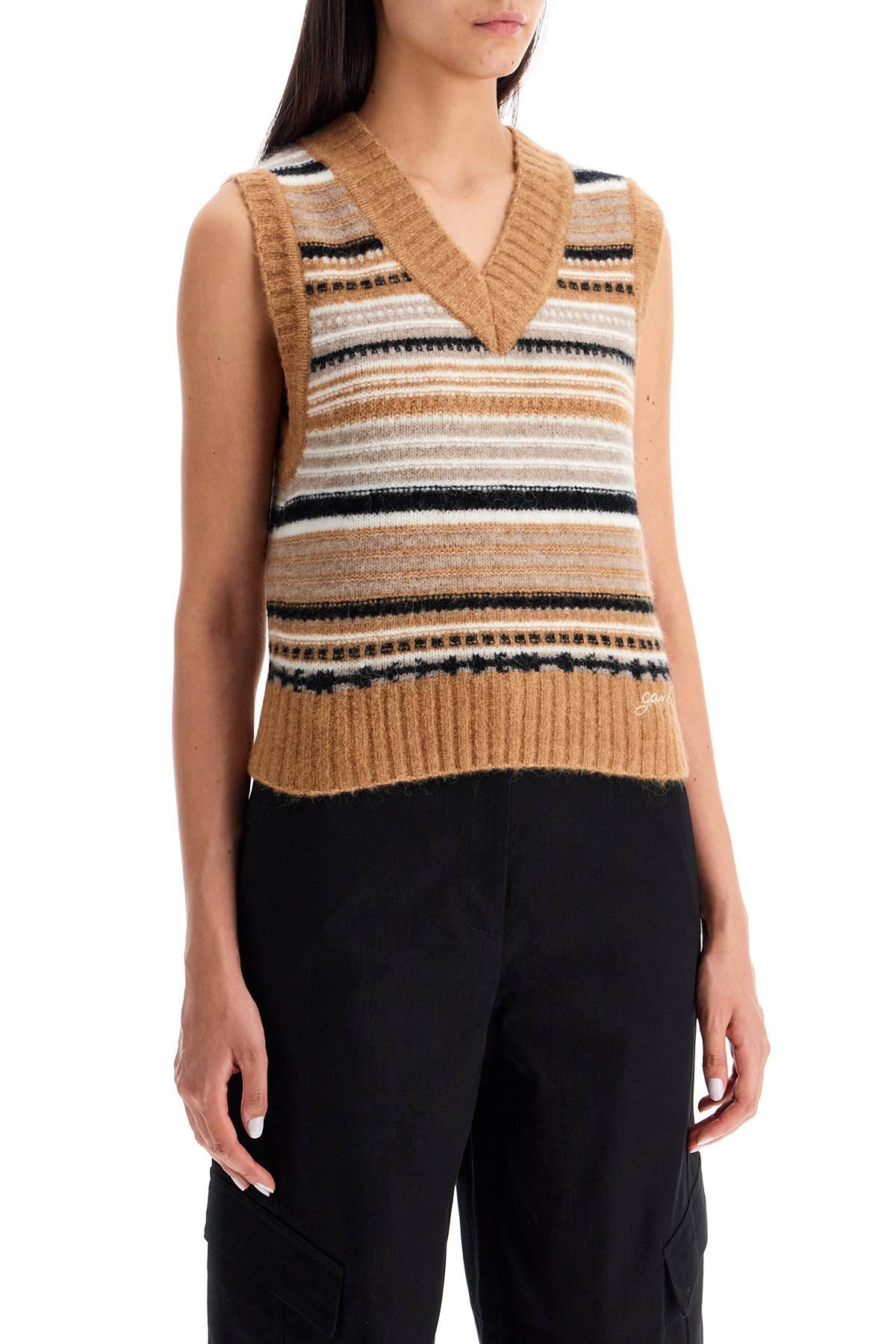 Ganni "soft striped knit vest with a comfortable - VivaceVenus