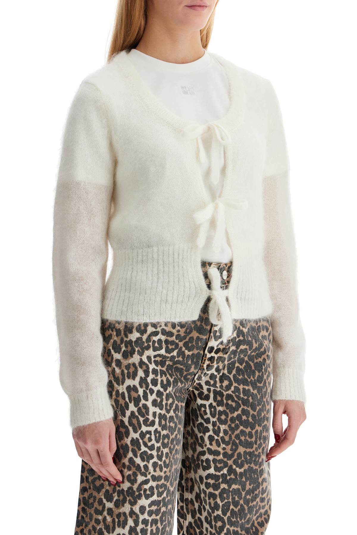 Ganni mohair cardigan with bow accents - VivaceVenus