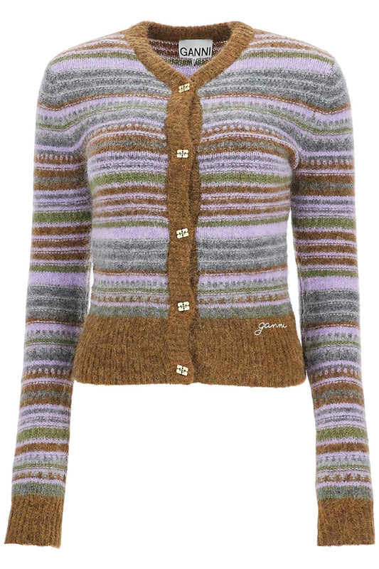 Ganni soft striped cardigan with fluffy - VivaceVenus