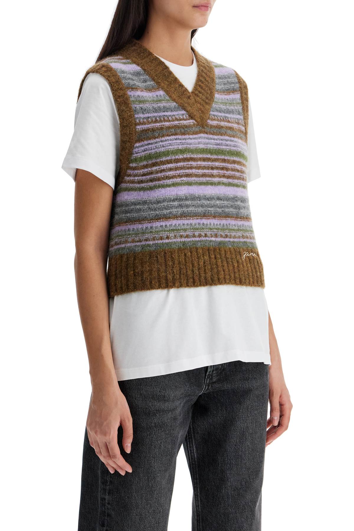 Ganni 'soft striped knit vest with a comfortable - VivaceVenus