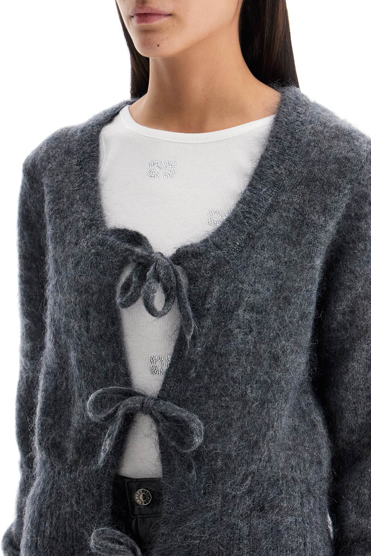 Ganni mohair cardigan with bow accents - VivaceVenus