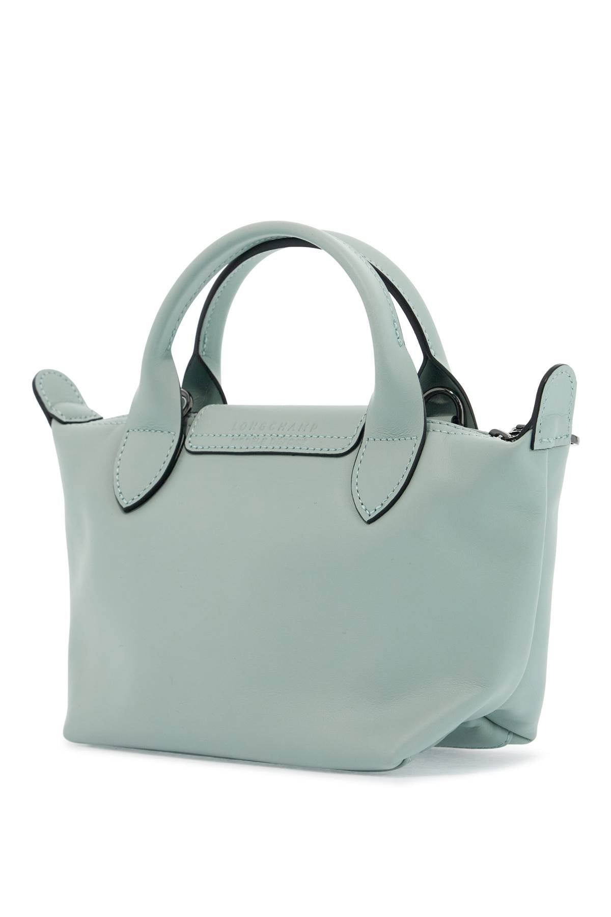 Longchamp light green leather handbag le pliage xtra with zip and handles