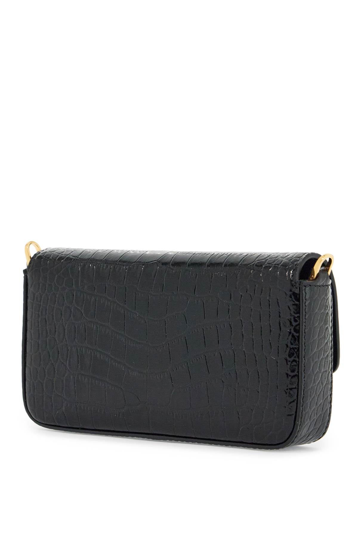 Tom Ford mini crossbody bag in black calf leather with crocodile effect - VivaceVenus