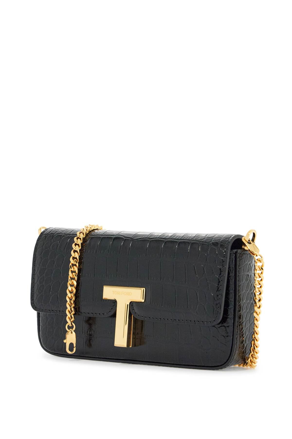 Tom Ford mini crossbody bag in black calf leather with crocodile effect - VivaceVenus