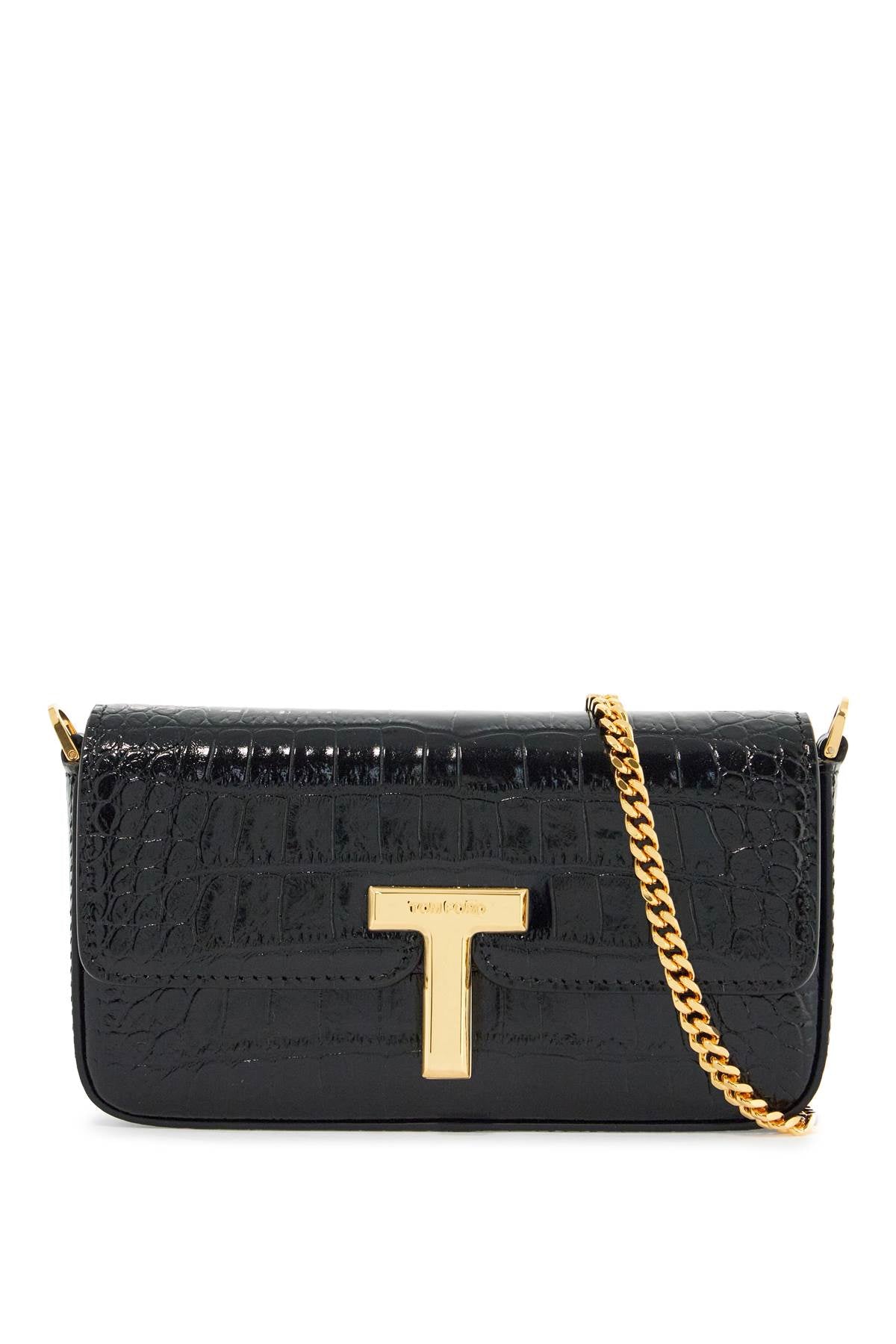 Tom Ford mini crossbody bag in black calf leather with crocodile effect - VivaceVenus