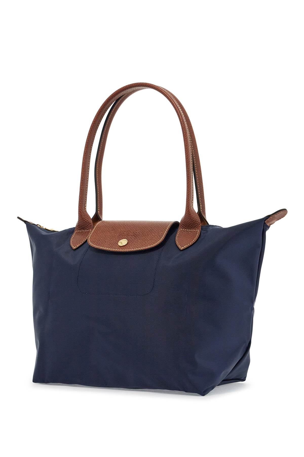 longchamp le pliage original navy blue shoulder bag in nylon with leather handles