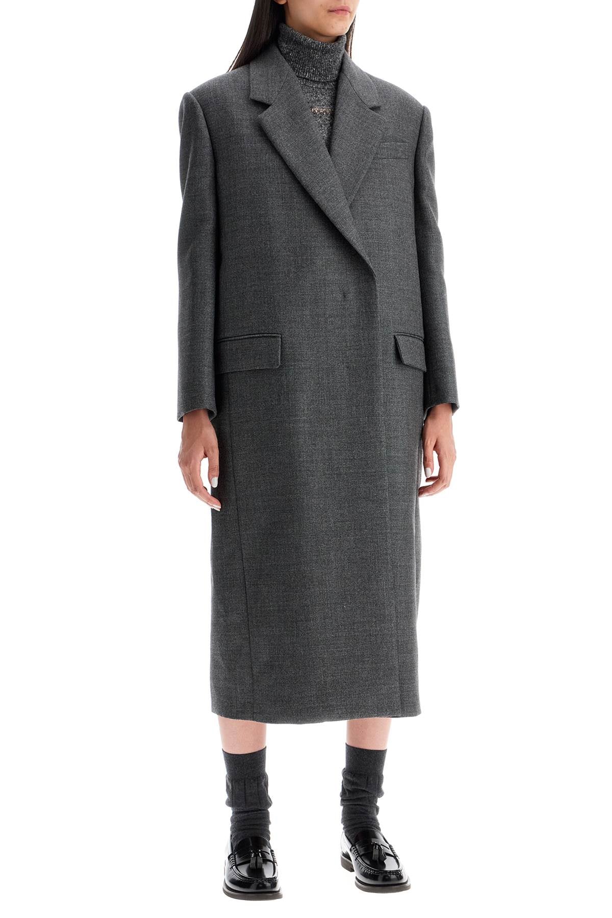 Brunello Cucinelli woolen overcoat in canvas fabric - VivaceVenus