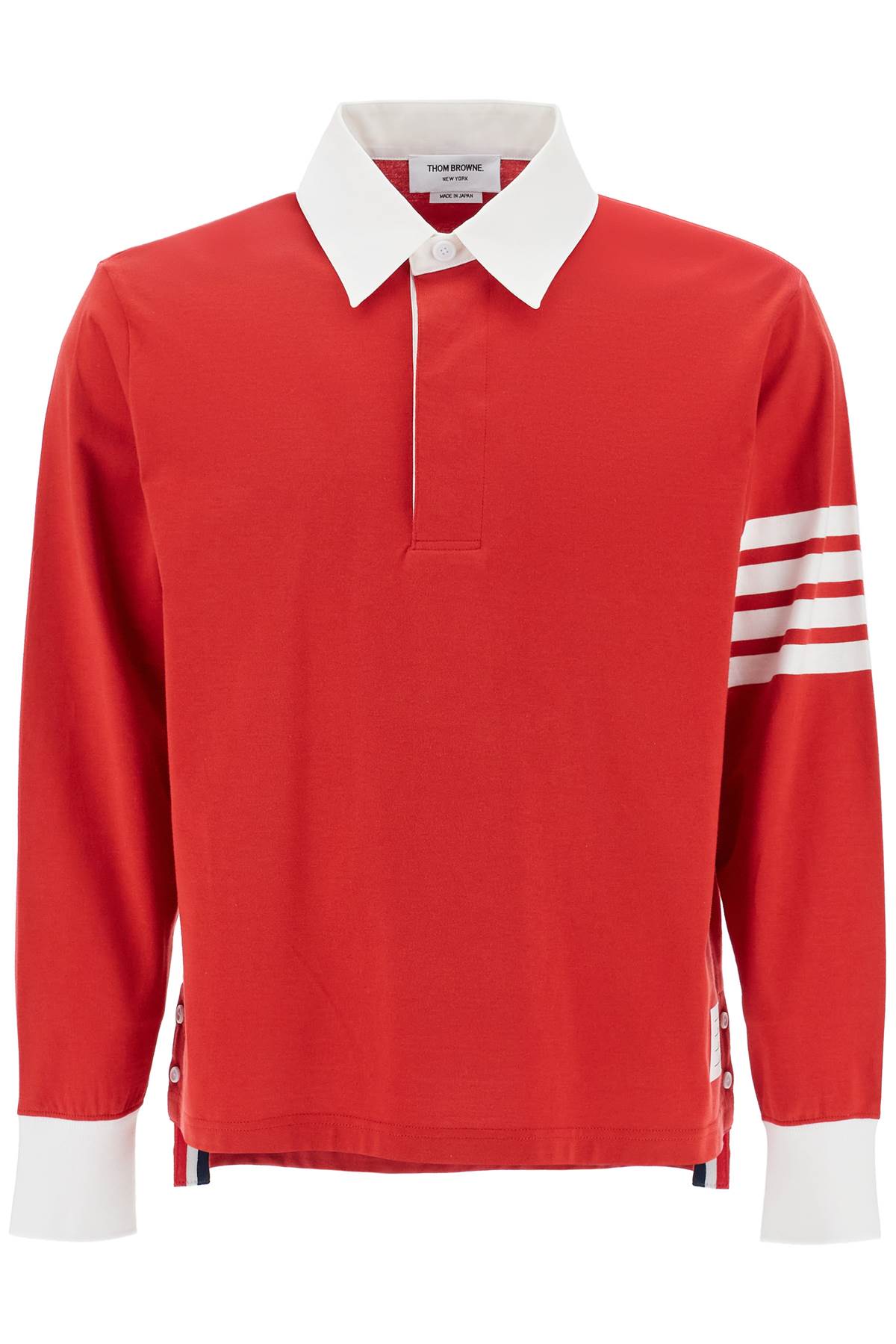 Thom Browne red cotton polo with three stripes - VivaceVenus