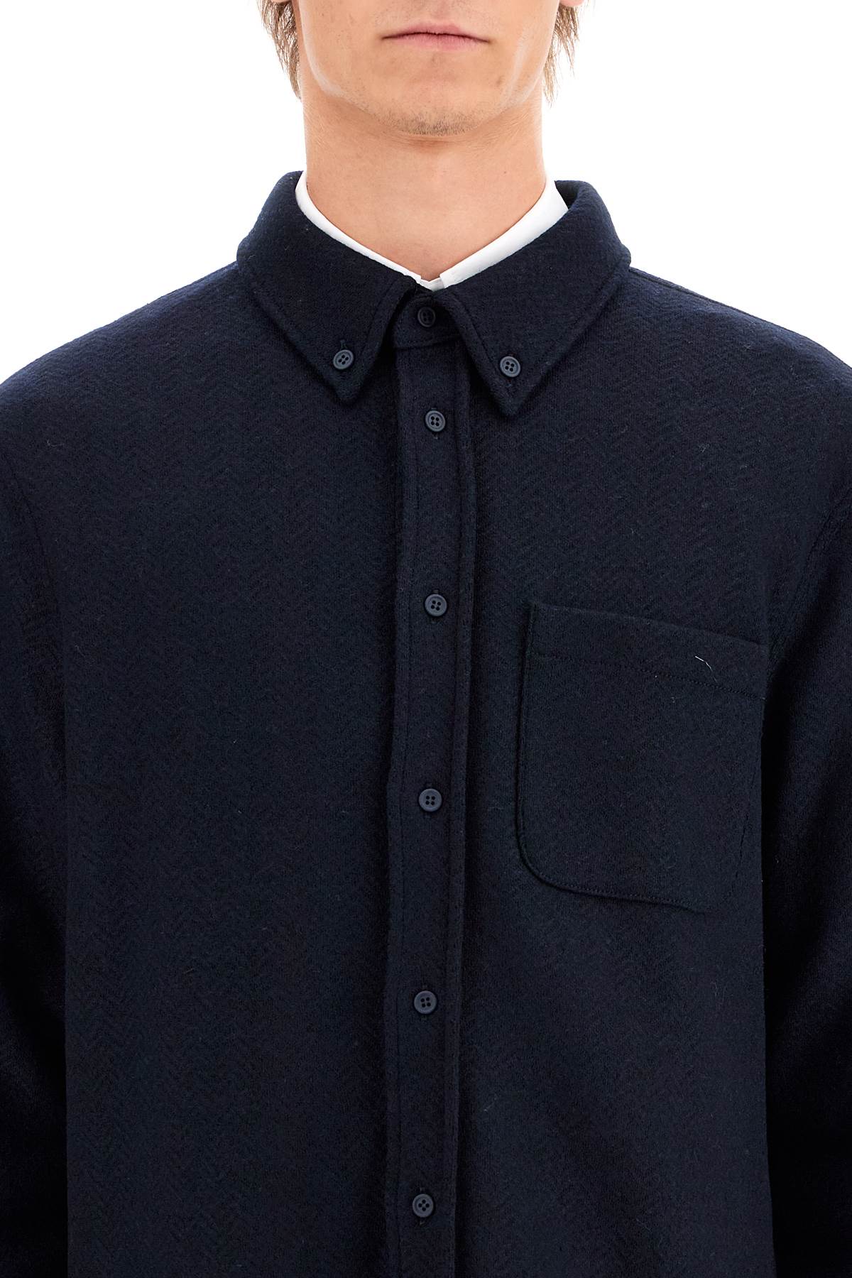 Thom Browne herringbone wool blend overshirt - VivaceVenus