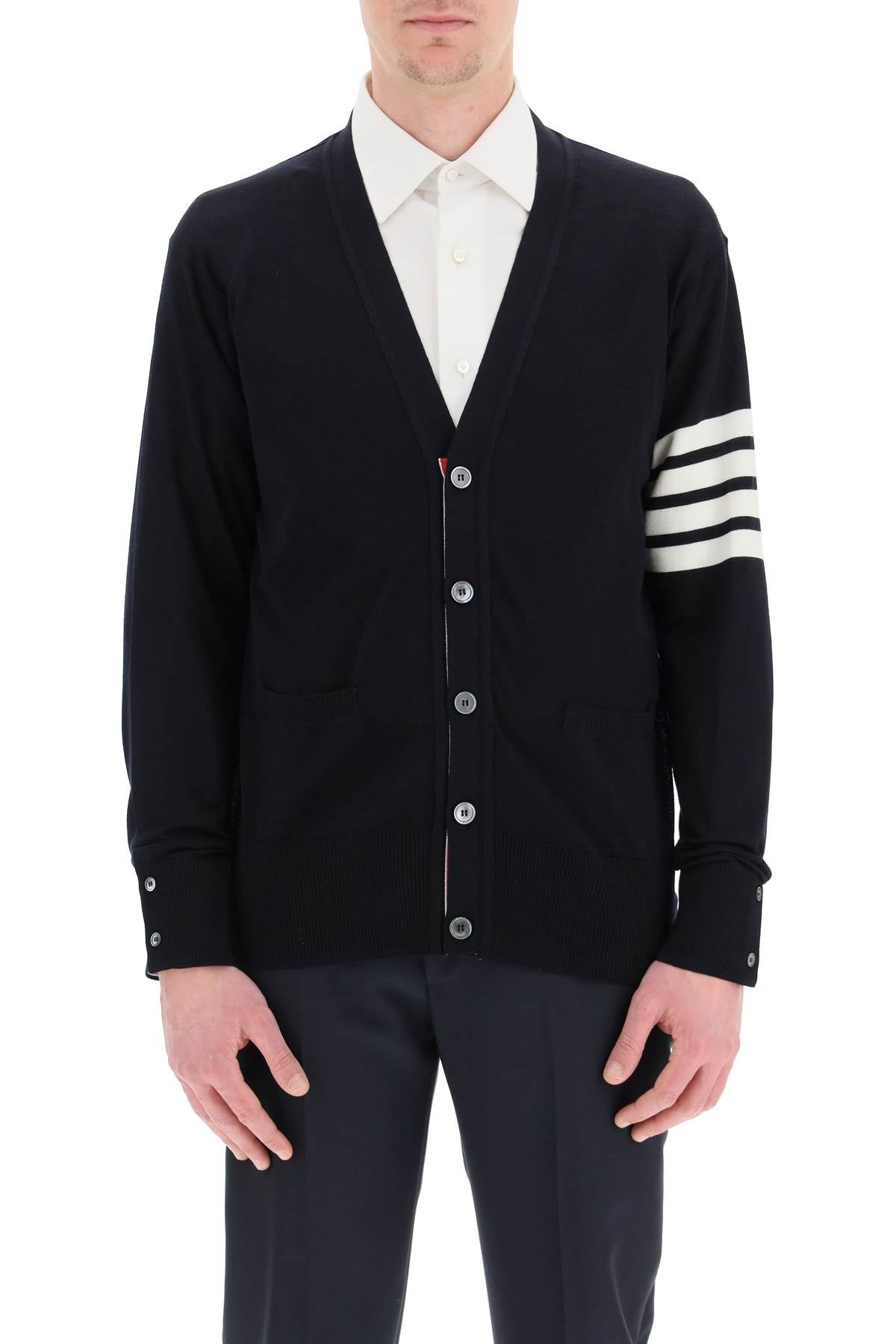 Thom Browne merino wool 4-bar cardigan - VivaceVenus