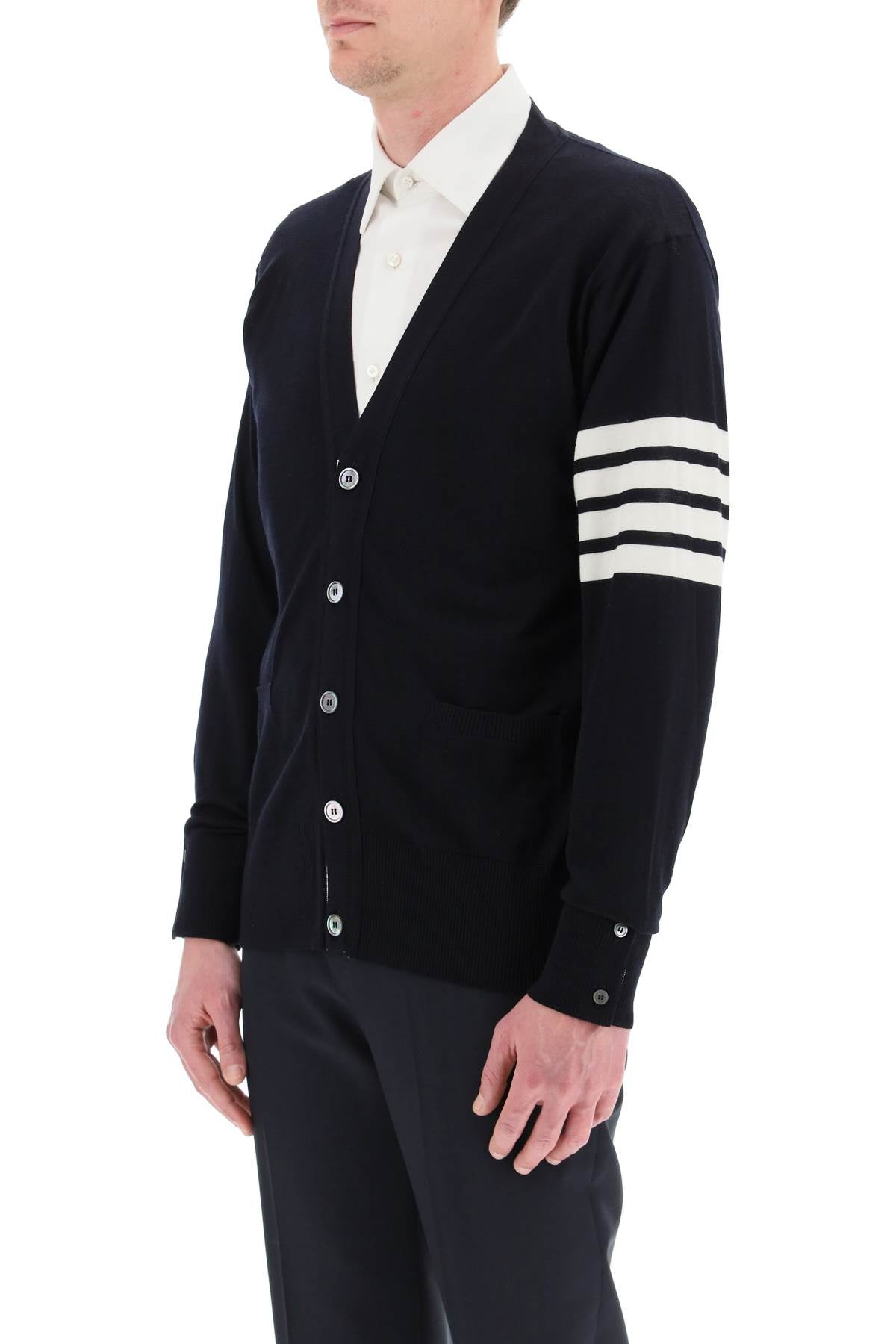 Thom Browne merino wool 4-bar cardigan - VivaceVenus