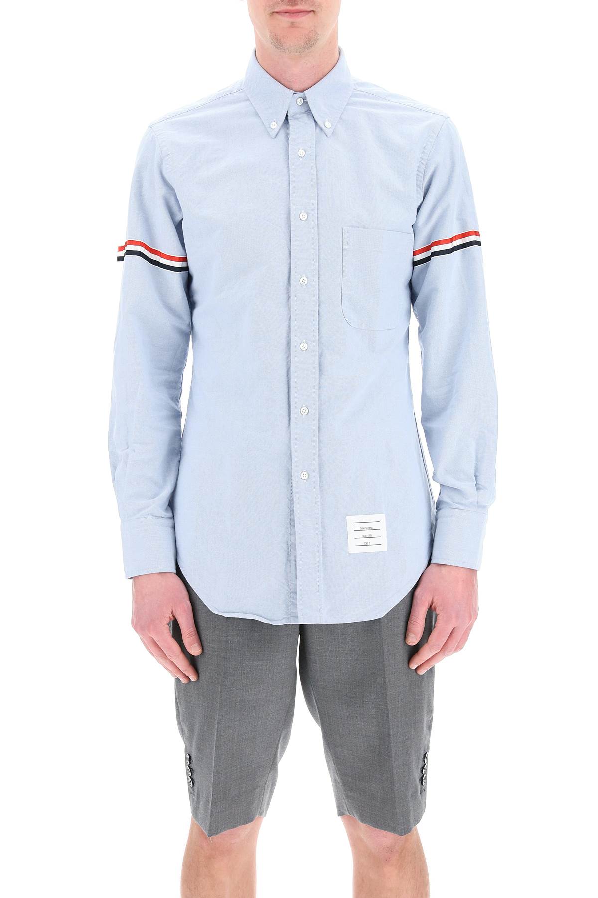 Thom Browne oxford button-down shirt with rwb armbands