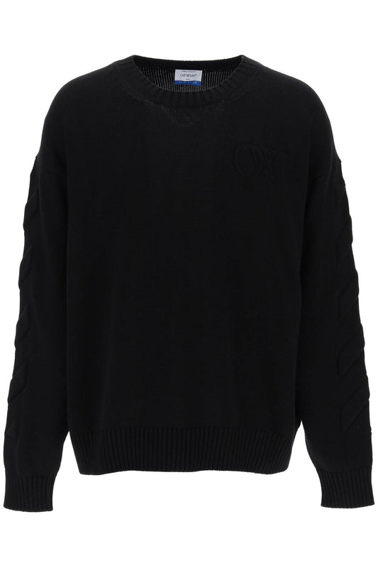 Off-White sweater with embossed diagonal motif - VivaceVenus