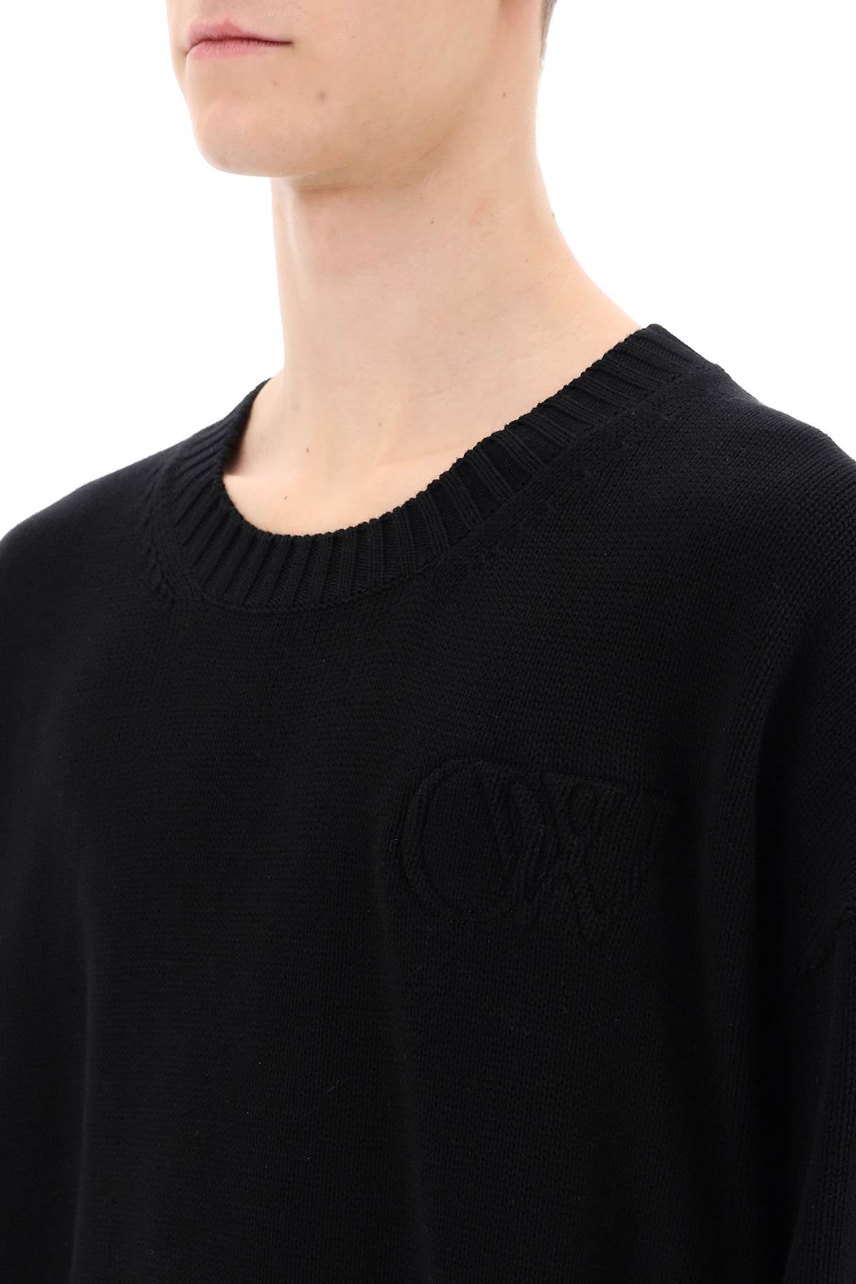 Off-White sweater with embossed diagonal motif - VivaceVenus