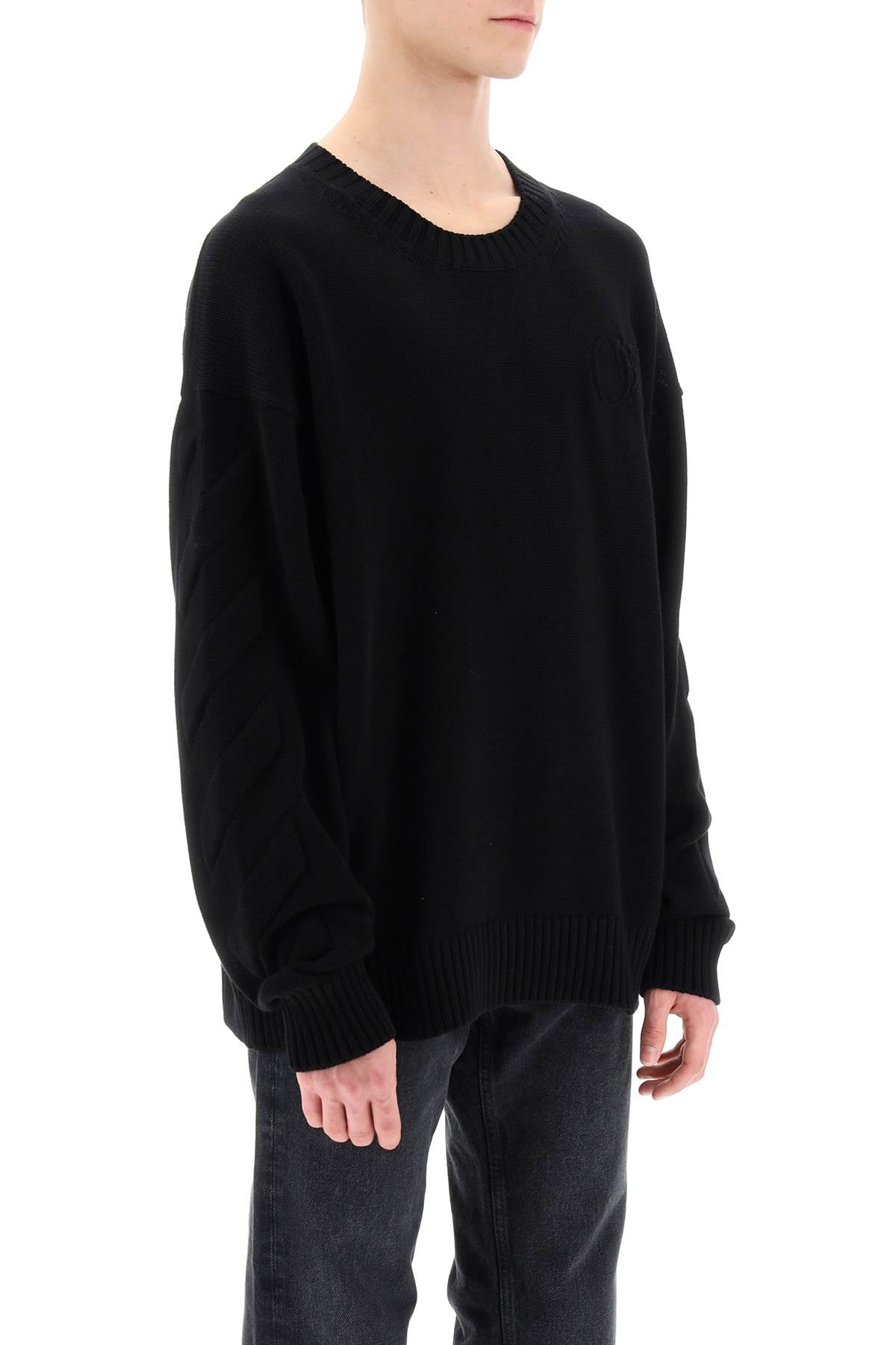 Off-White sweater with embossed diagonal motif - VivaceVenus