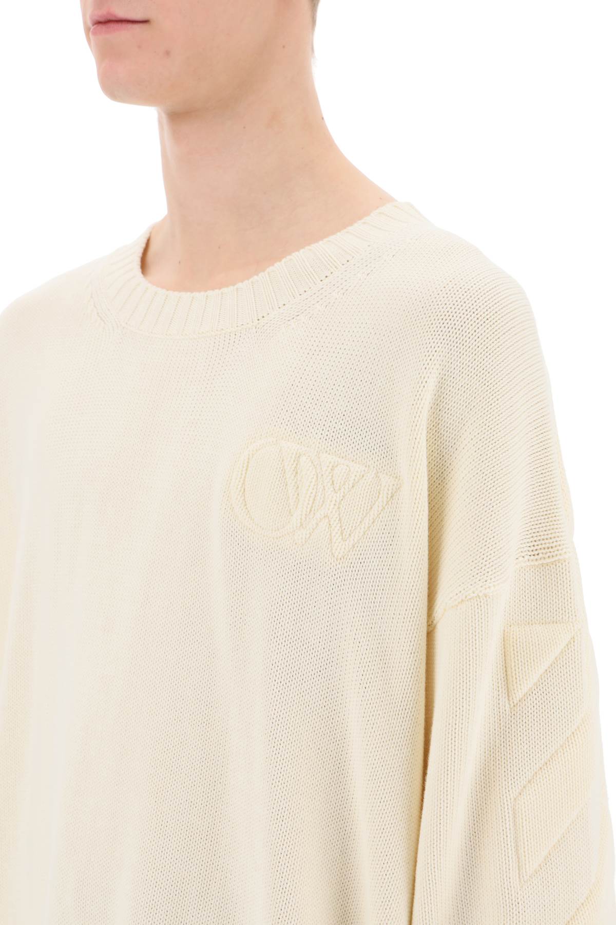 Off-White sweater with embossed diagonal motif - VivaceVenus