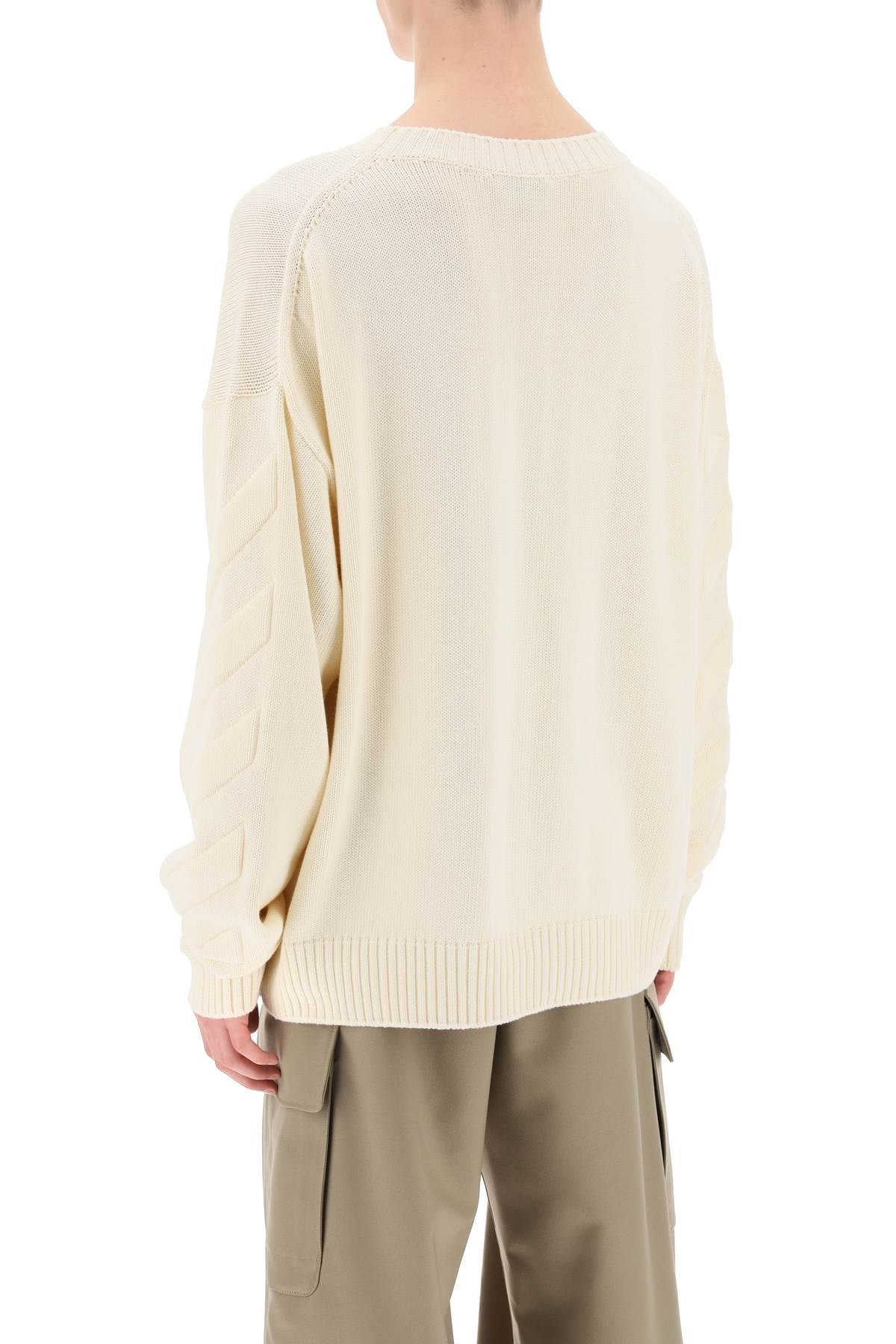 Off-White sweater with embossed diagonal motif - VivaceVenus