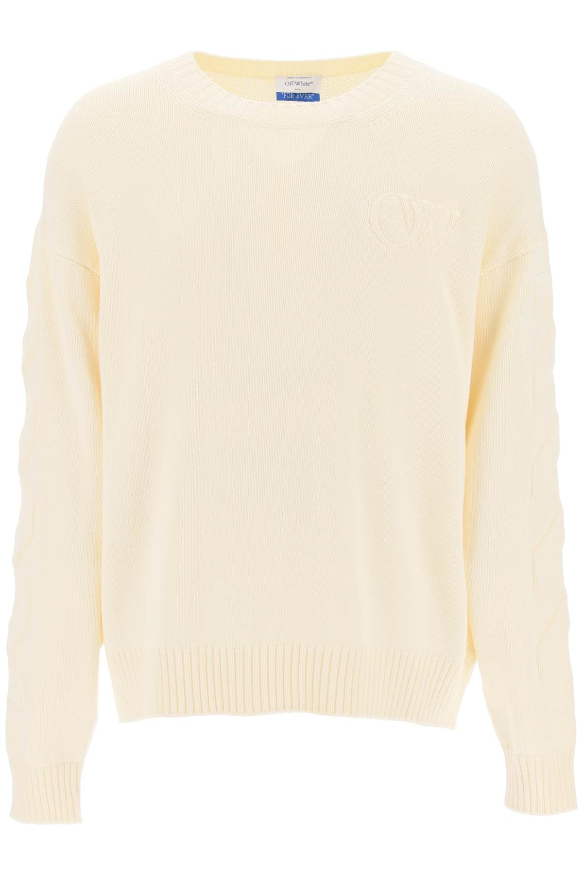 Off-White sweater with embossed diagonal motif - VivaceVenus