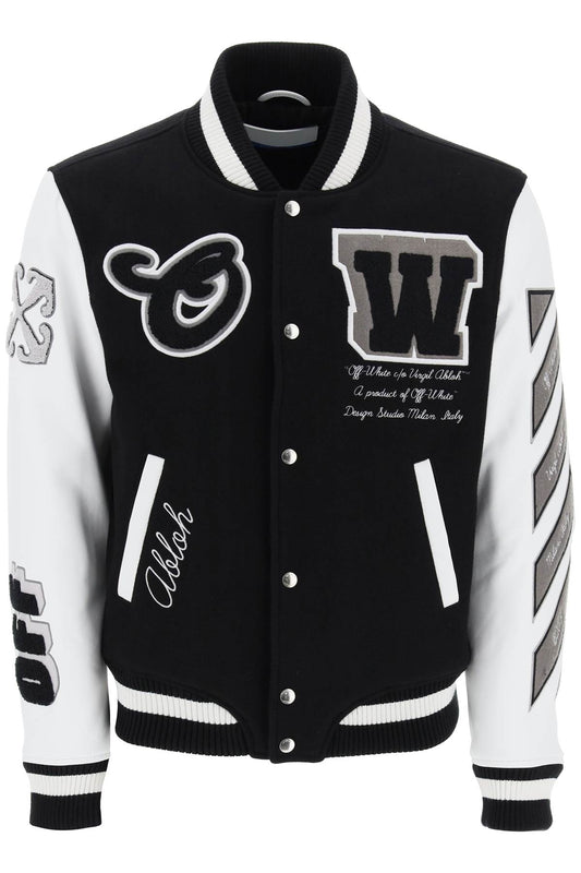 Off-White lea varsity bomber jacket - VivaceVenus