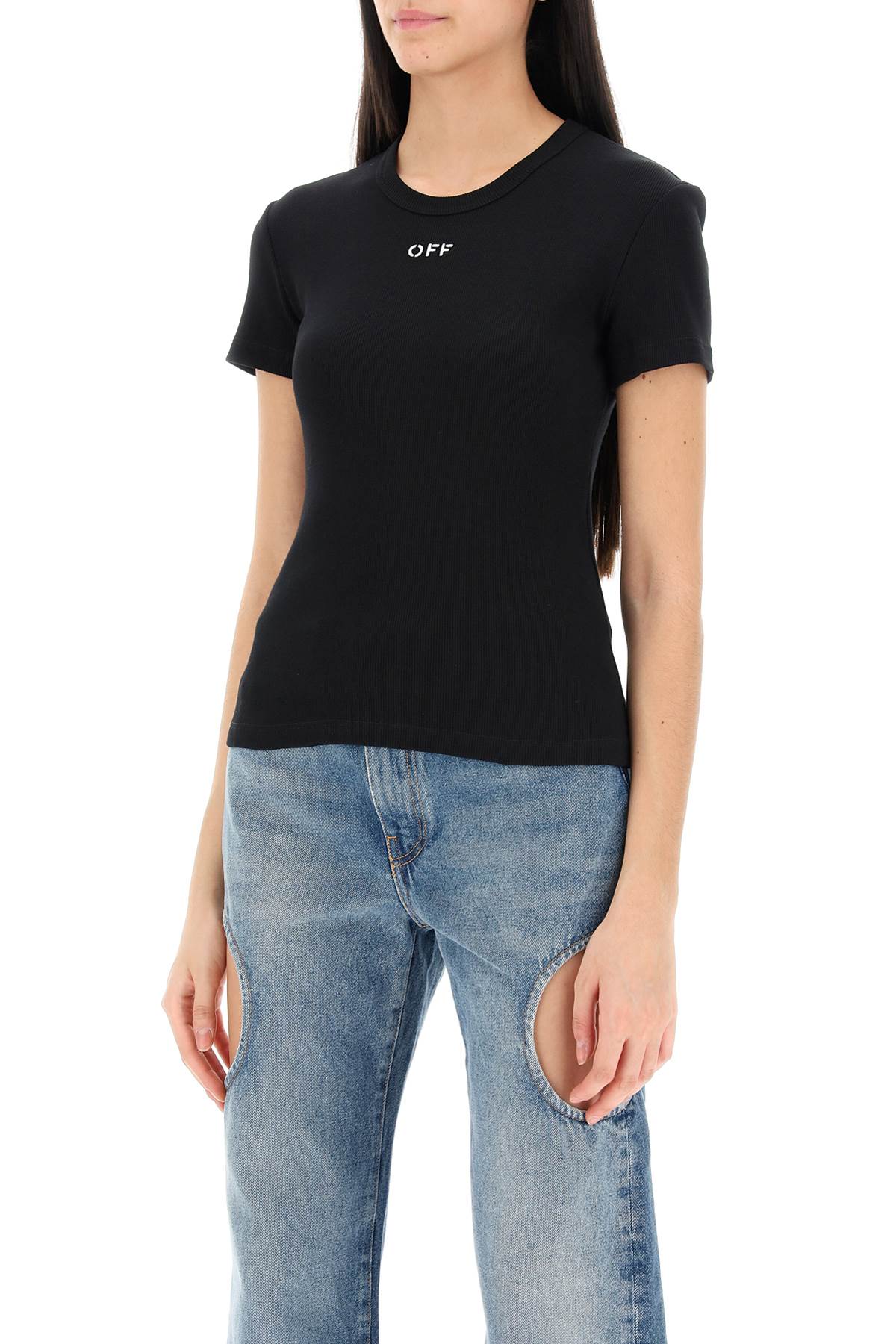 Off White Off-White ribbed t-shirt with off embroidery - VivaceVenus