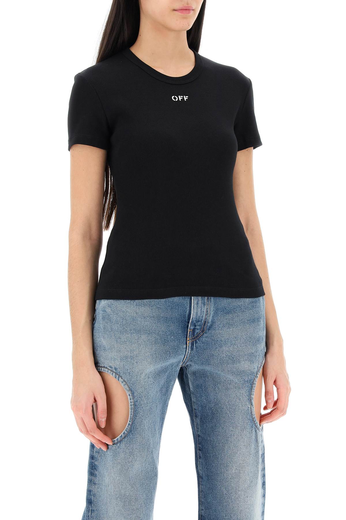 Off White Off-White ribbed t-shirt with off embroidery - VivaceVenus