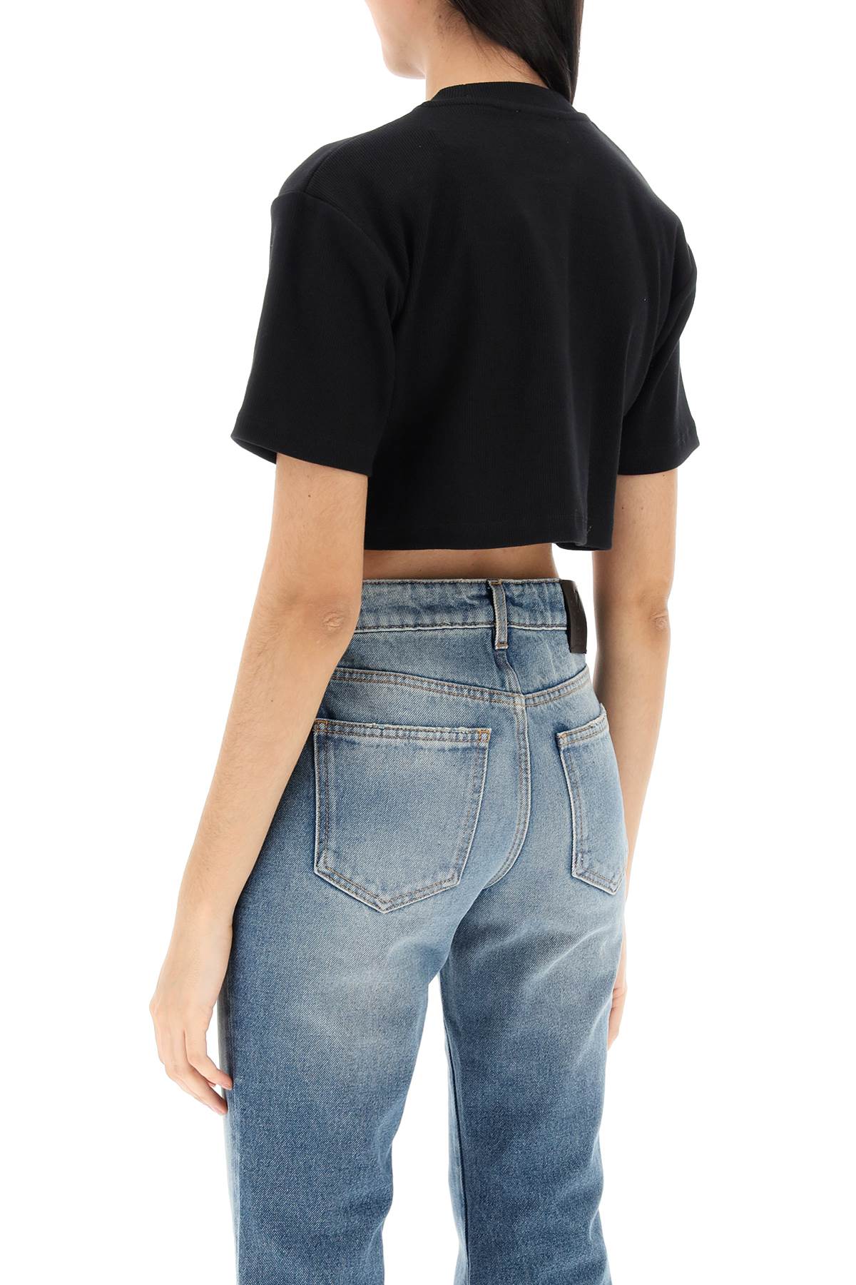 Off-White cropped t-shirt with off embroidery - VivaceVenus