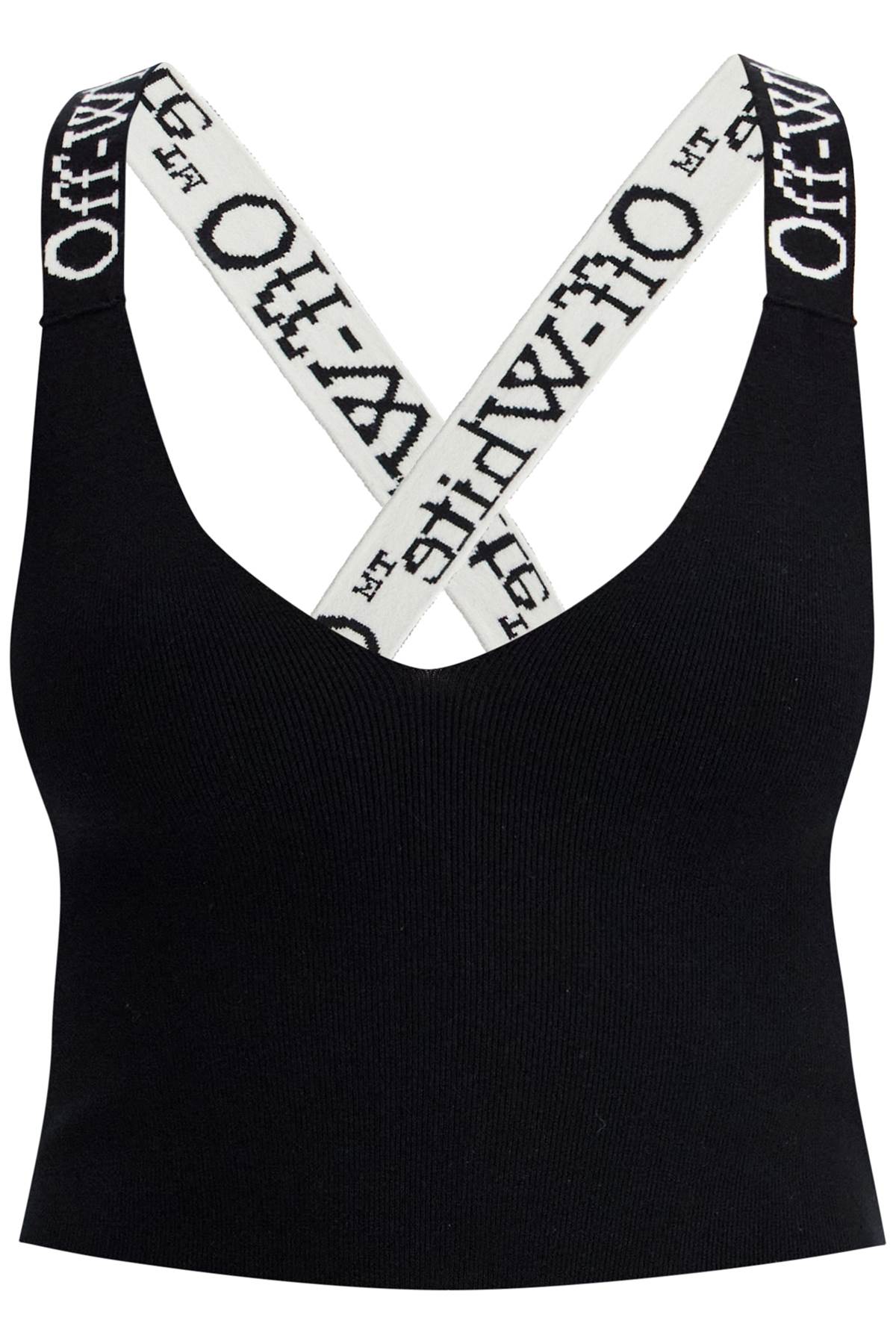 Off-White knitted crop top with branded straps - VivaceVenus