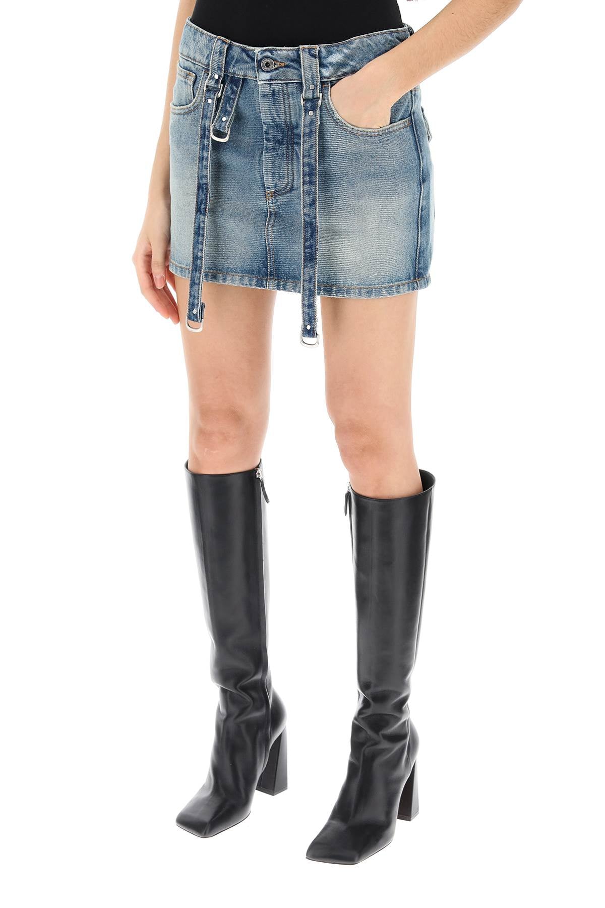 Off-White denim mini skirt with straps - VivaceVenus