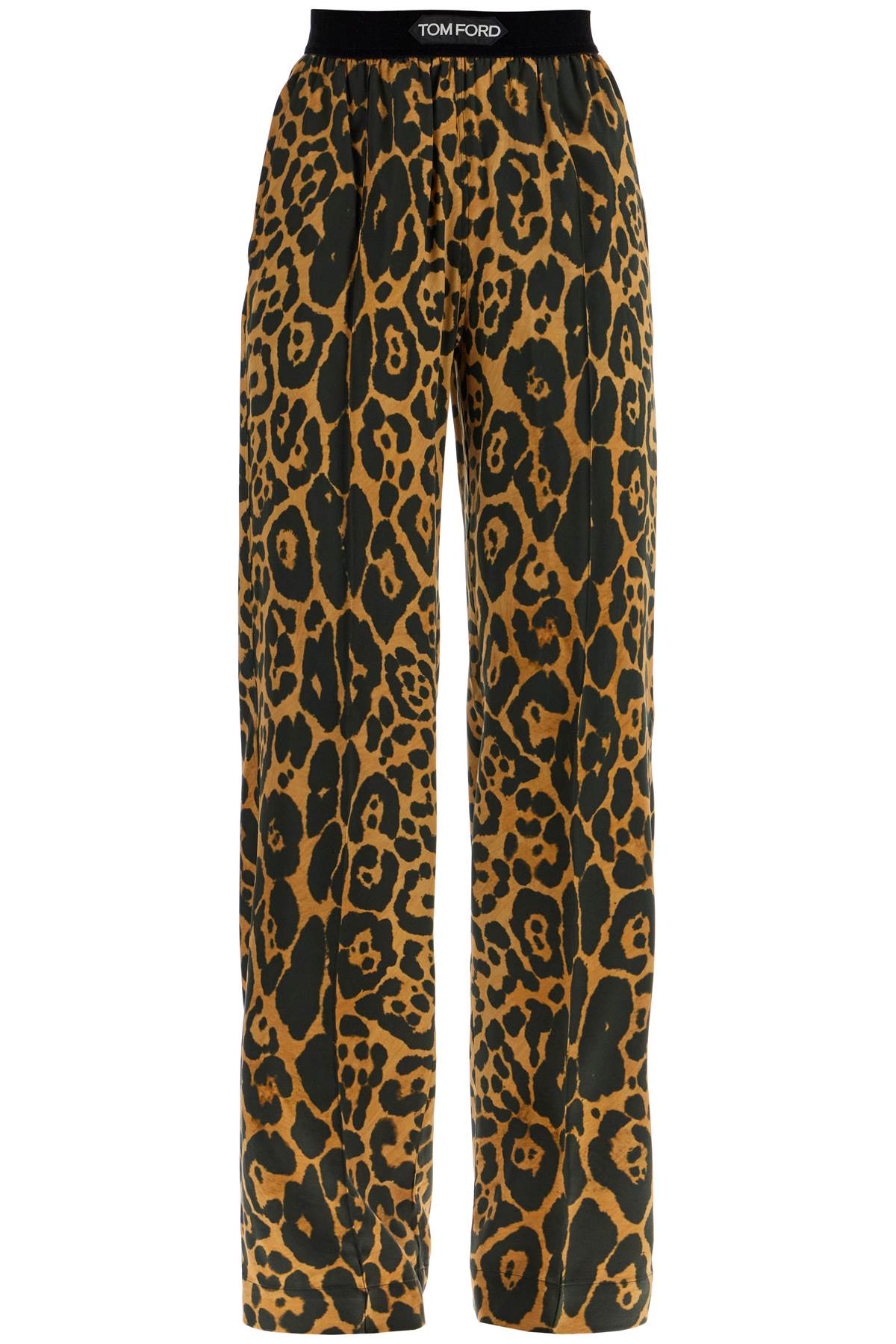 Tom Ford wide leg leopard print silk pants in camel and black - VivaceVenus