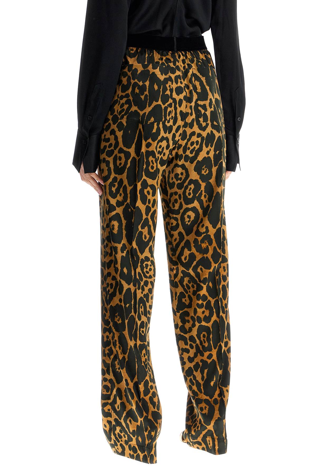 Tom Ford wide leg leopard print silk pants in camel and black - VivaceVenus