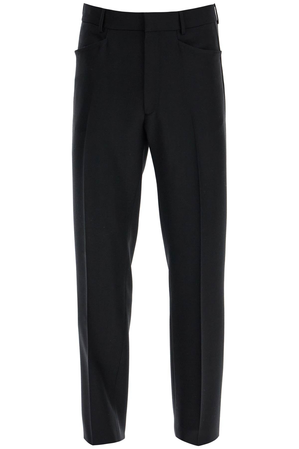 Tom Ford regular fit black wool and silk trousers