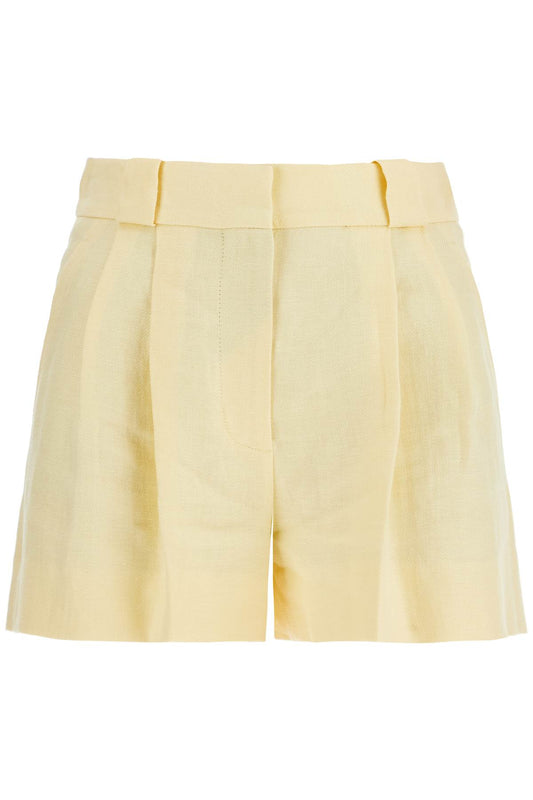 Blaze Milano light yellow high-waisted linen shorts - VivaceVenus