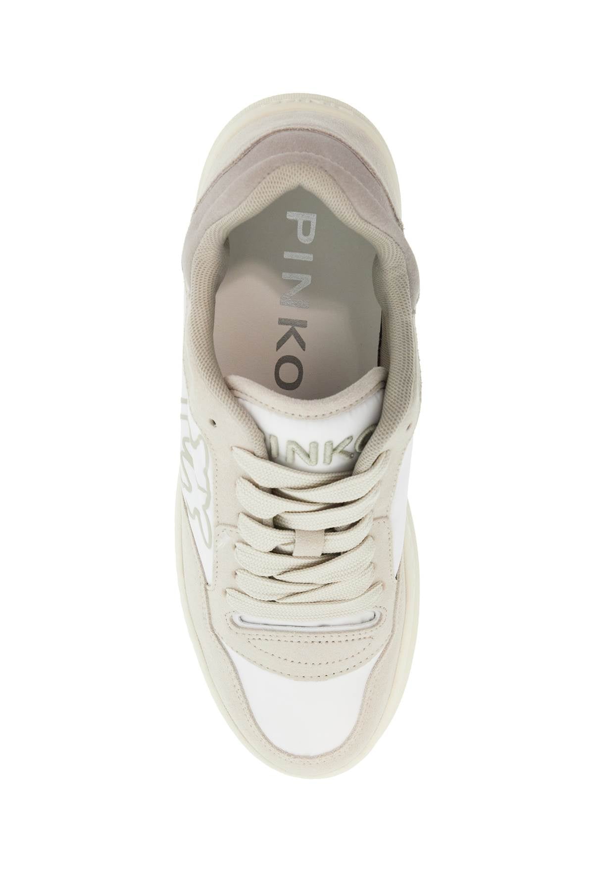 Pinko casual and elegant beige leather sneakers mandy 10 - VivaceVenus