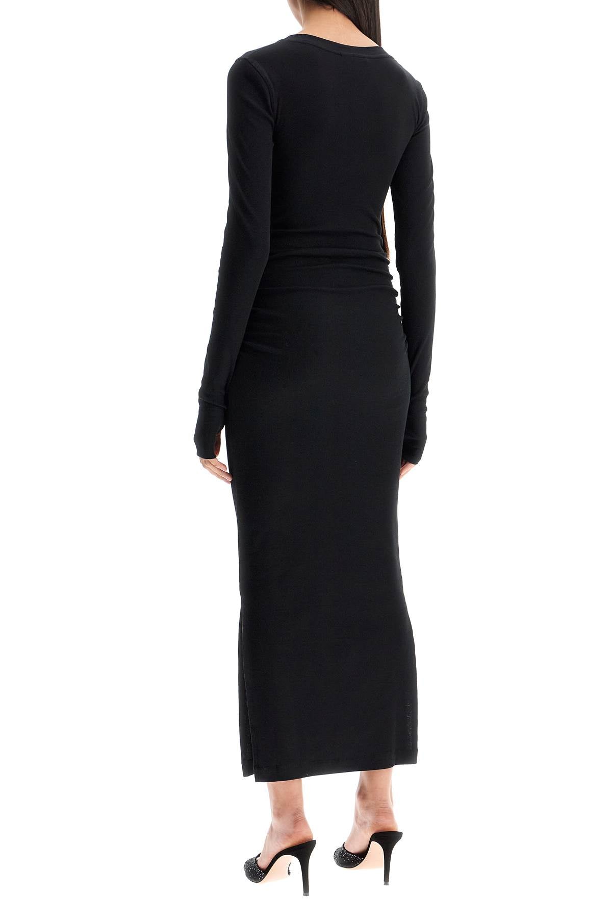 Ganni long ribbed jersey dress with nine words - VivaceVenus