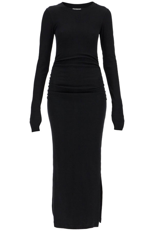 Ganni long ribbed jersey dress with nine words - VivaceVenus