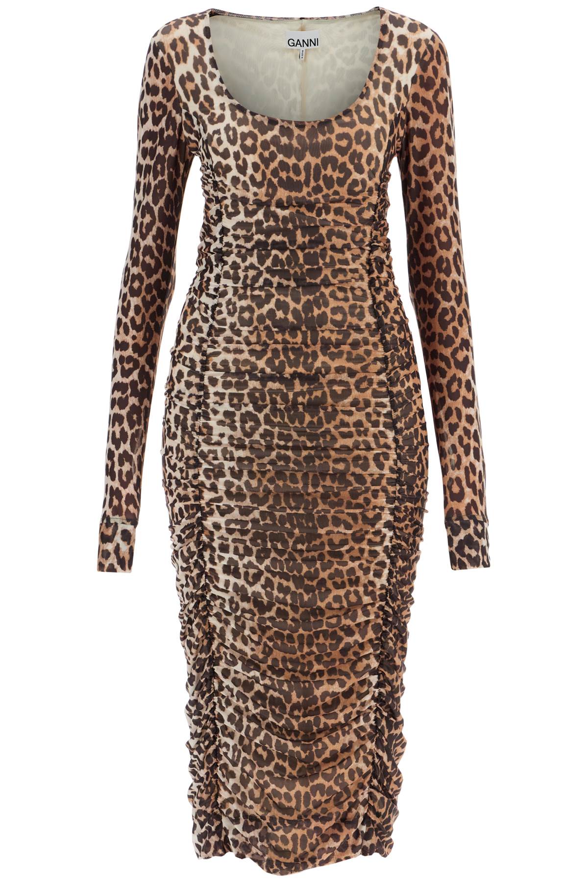 Ganni 'animal print midi dress in mesh - VivaceVenus