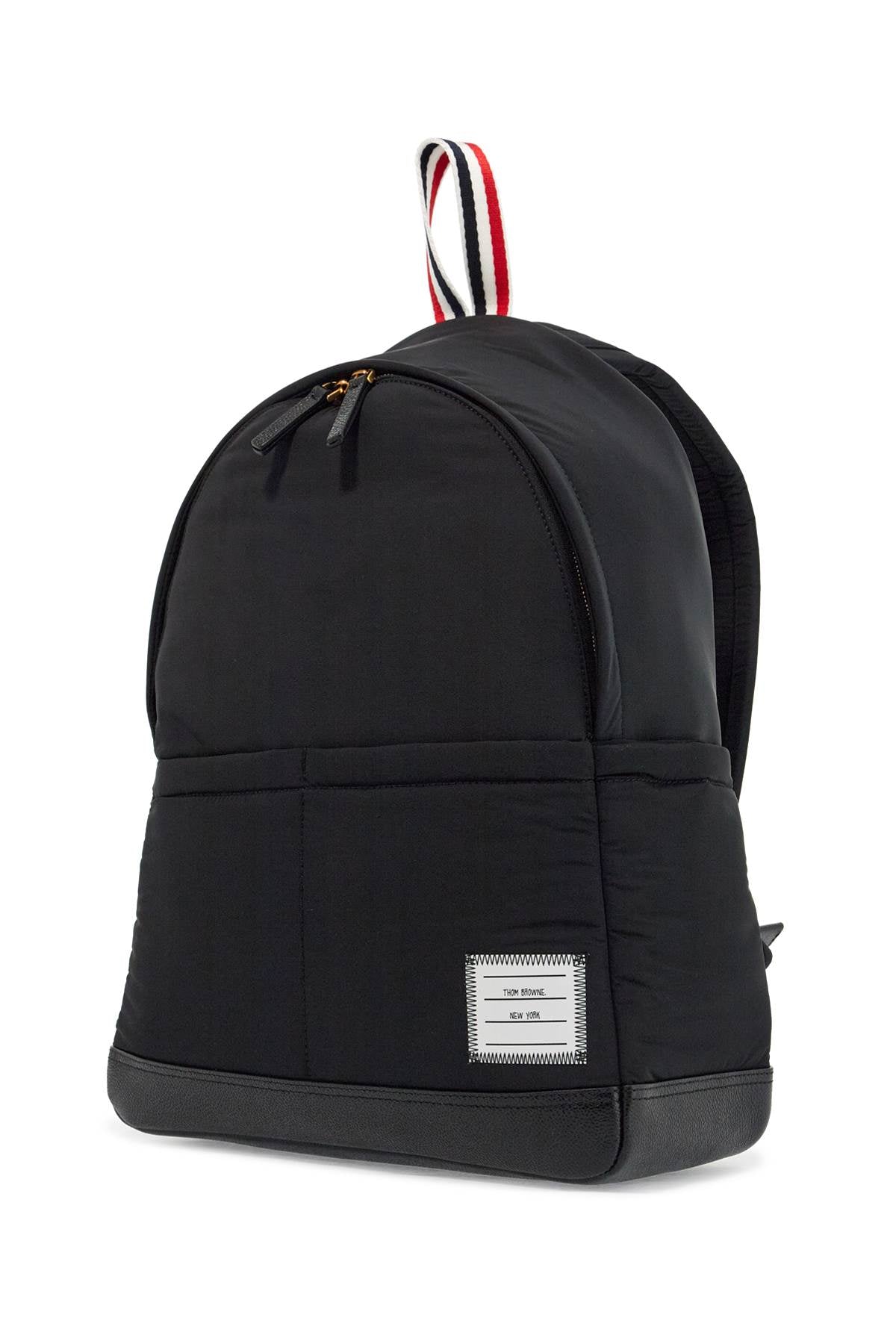 Thom Browne black multipocket backpack in polyester and leather with adjustable straps - VivaceVenus