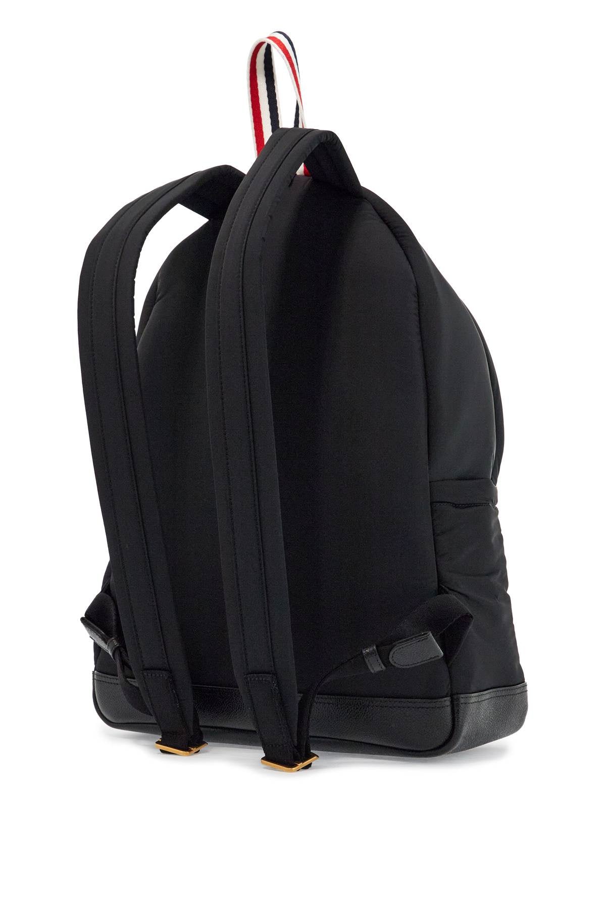 Thom Browne black multipocket backpack in polyester and leather with adjustable straps - VivaceVenus