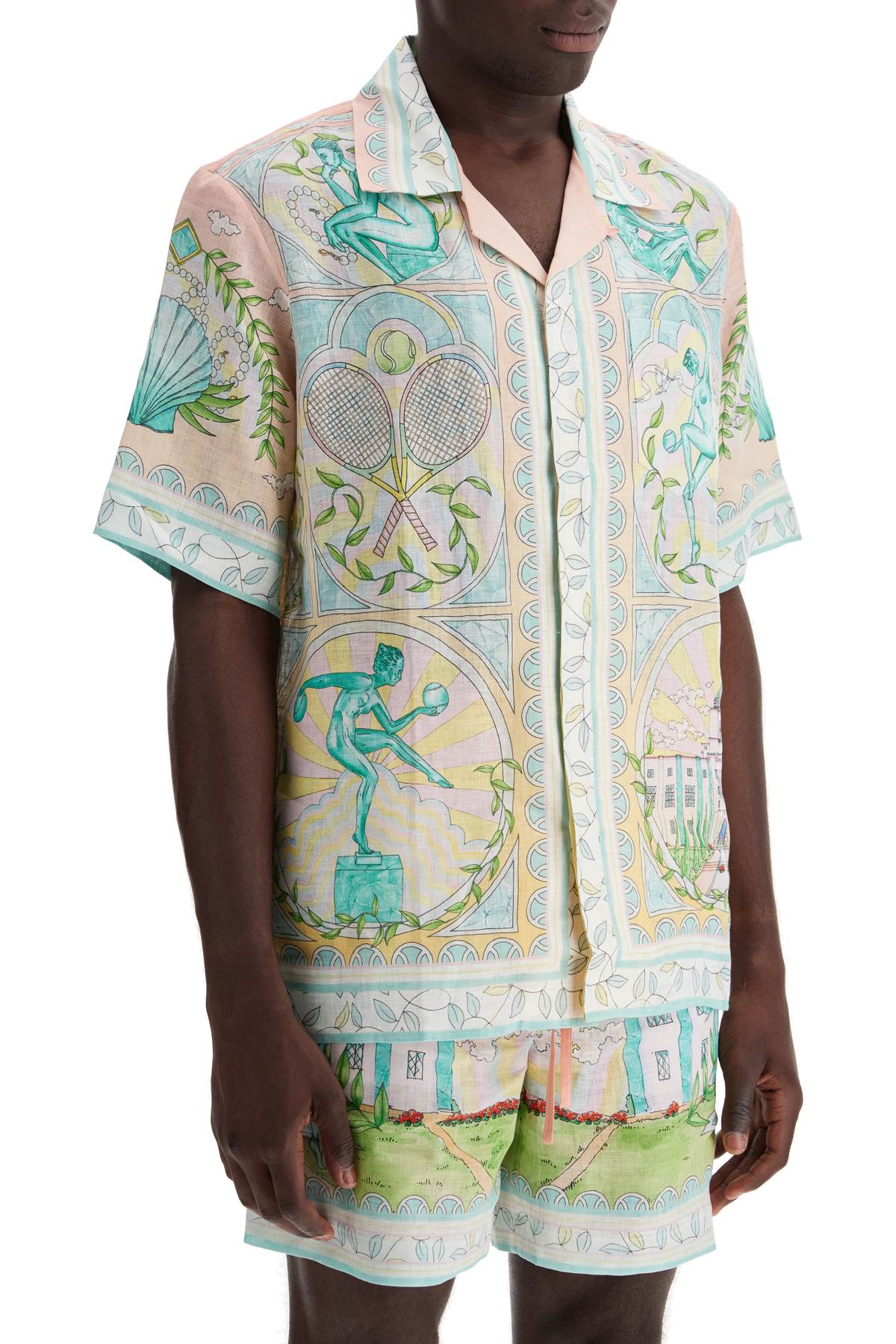 Casablanca short-sleeved linen shirt for men - VivaceVenus