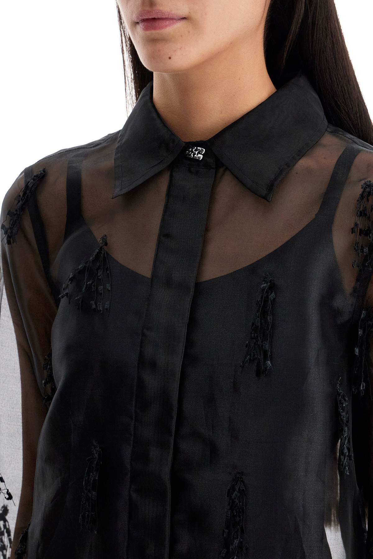 Ganni fringed organza shirt - VivaceVenus