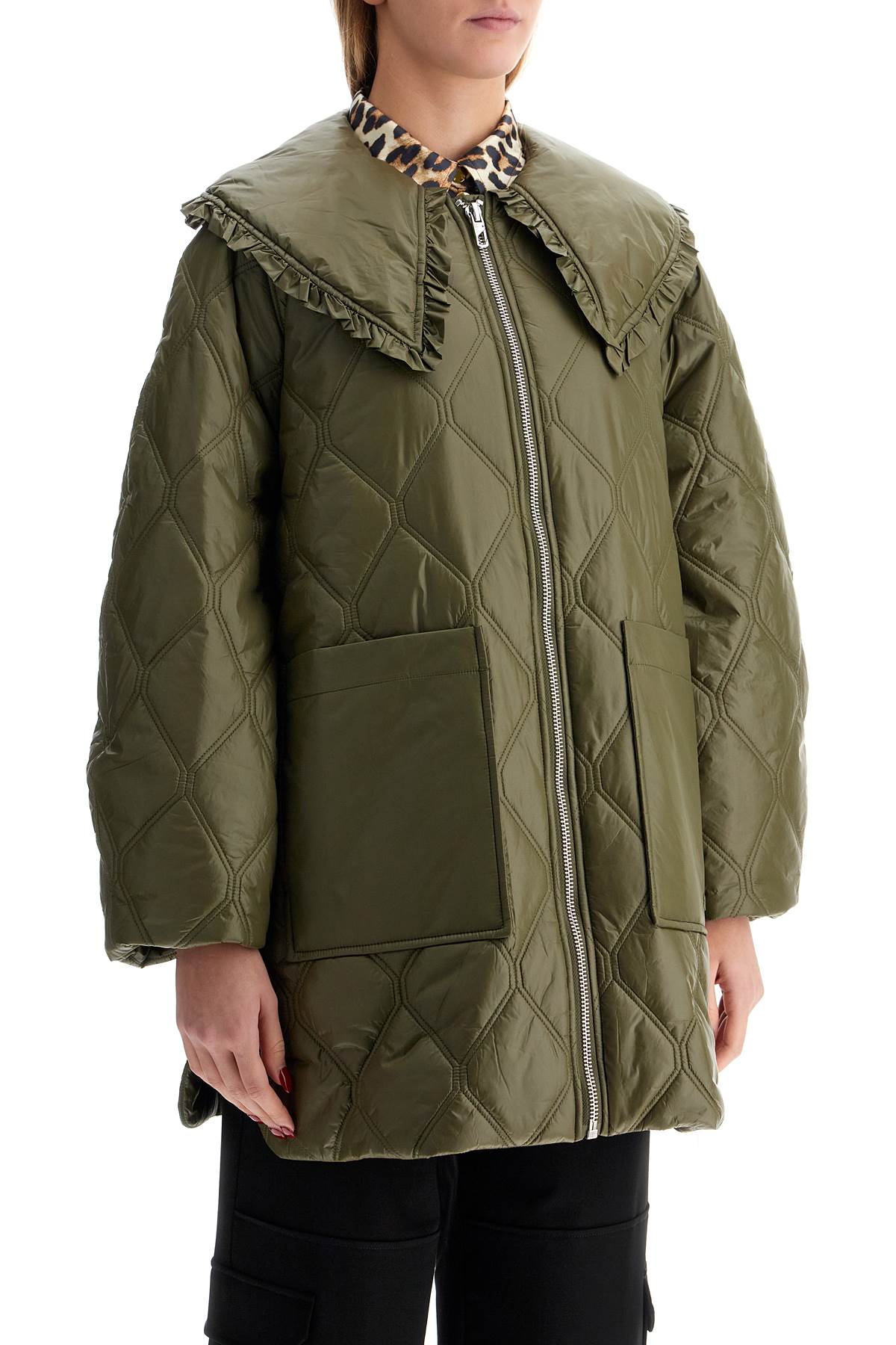 Ganni lightweight down jacket with oversized collar - VivaceVenus