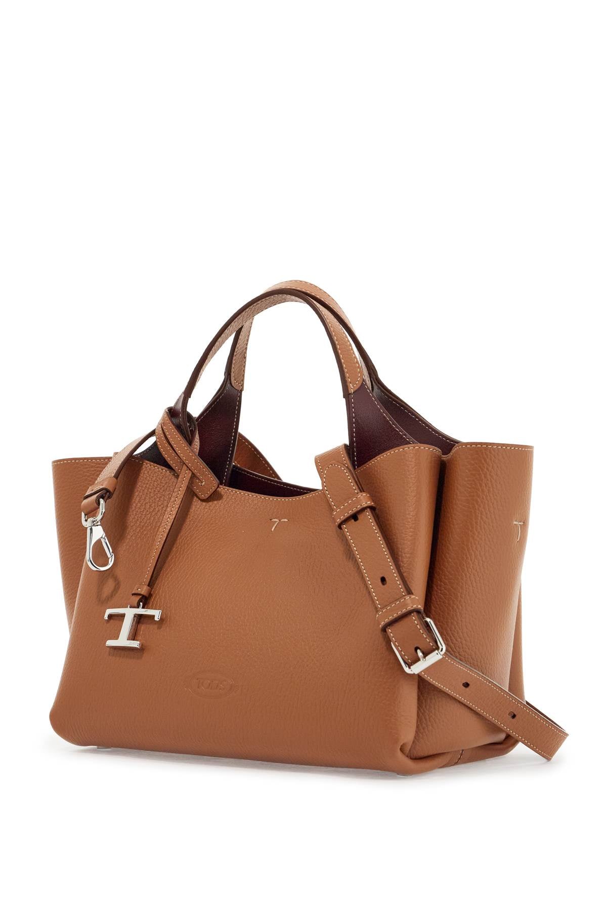 Tod'S light brown calfskin mini handbag with 2 handles and shoulder strap - VivaceVenus